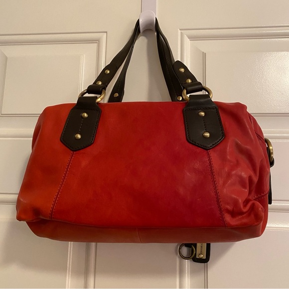 Lucky Brand Buckman leather satchel handbag, in Haute Red, NWT, style LB1041 - Picture 5 of 16
